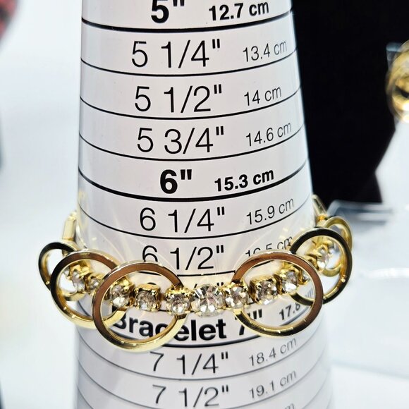 Gold-Tone Sarah Coventry Celestial Necklace Bracelet & Earrings Set With Rhinest - Picture 10 of 10